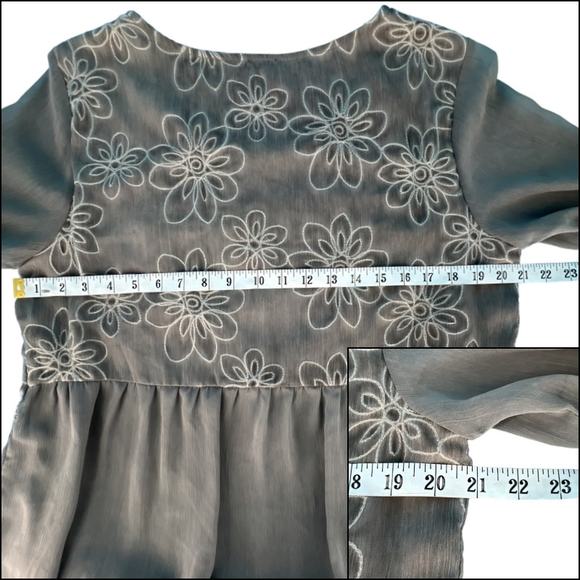 CalStyle Embroidered Peasant Top Mini Dress Tunic Top 3/4 Bell Sleeves Size L - Picture 13 of 16